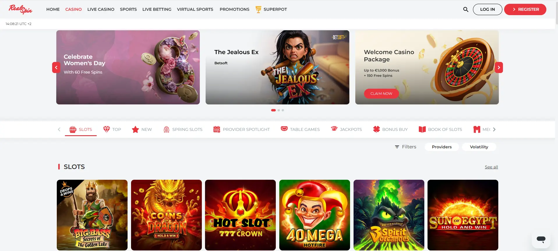 promotions and popular Realspin slots